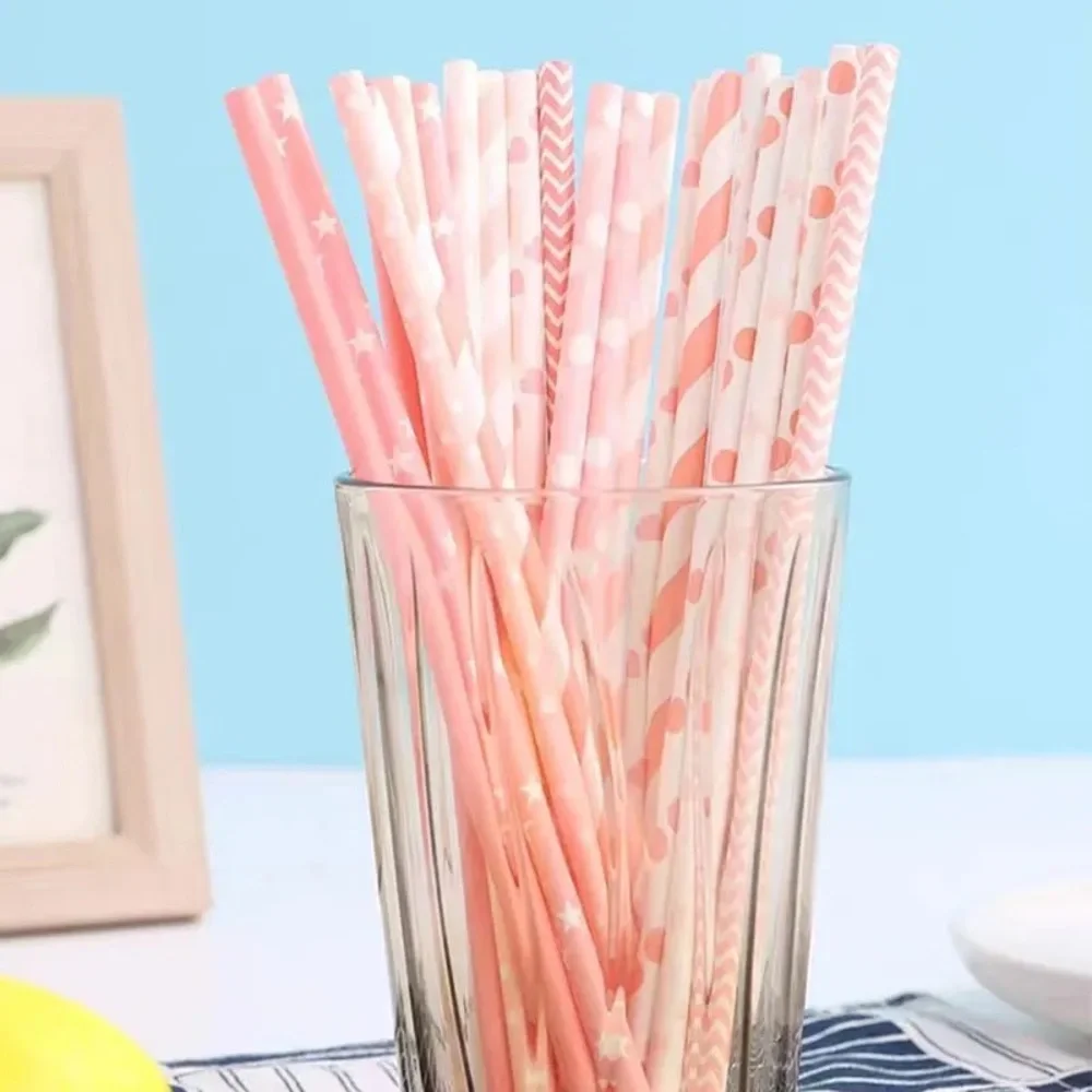 Pink White Candy Cotton Straws